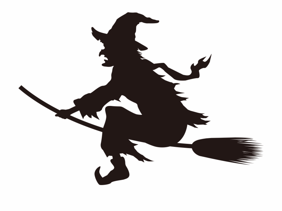 halloween witch on broom silhouette
