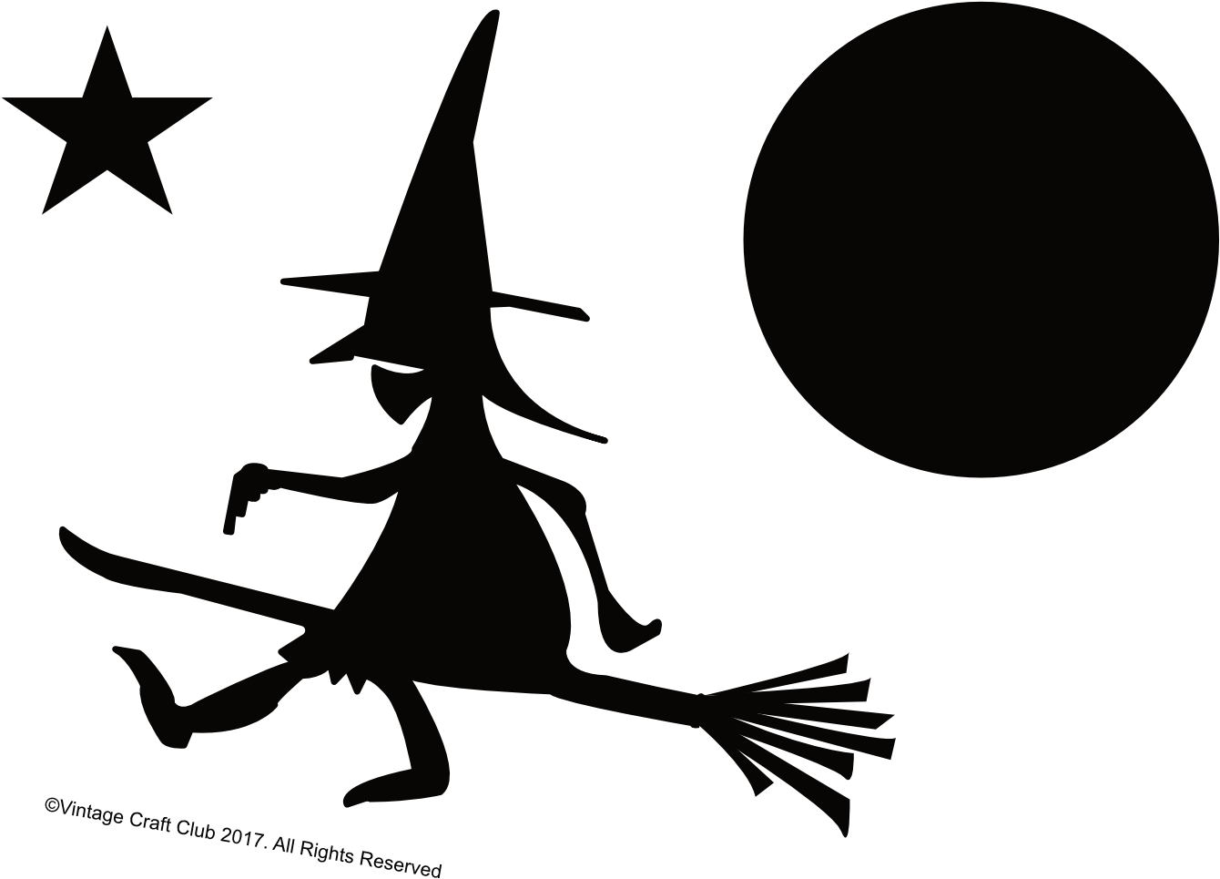 Witch Moon Stars Silhouette Image Illustration