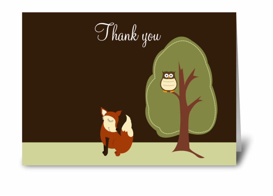 Fox And Owl Woodland Thank You Cartoon