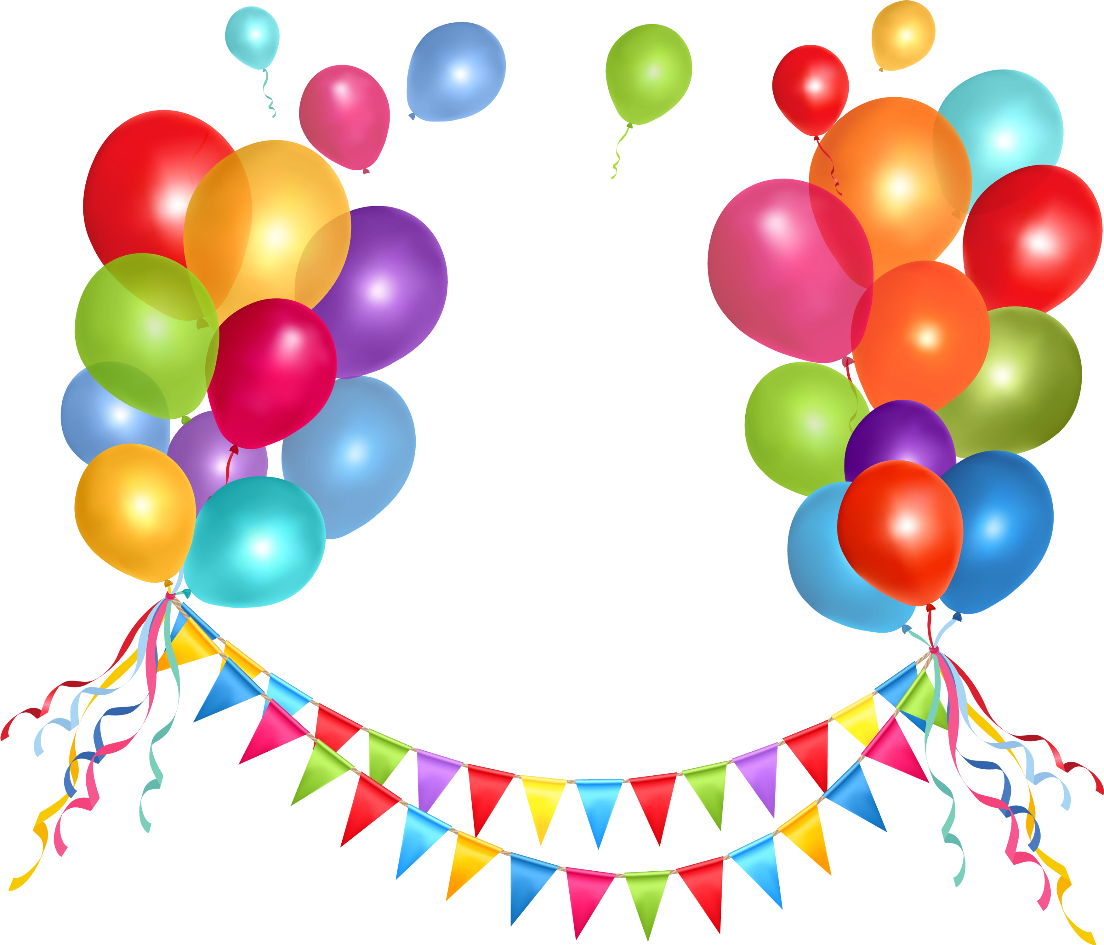 Transparent Party Streamer And Balloons Png Picture