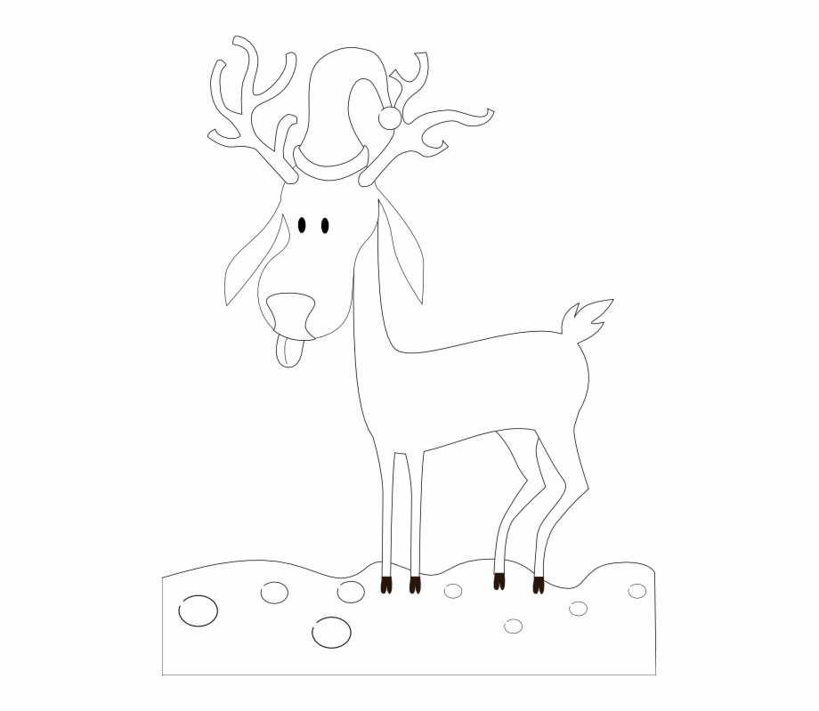 Kablam A Cartoon Reindeer Black White Line Art