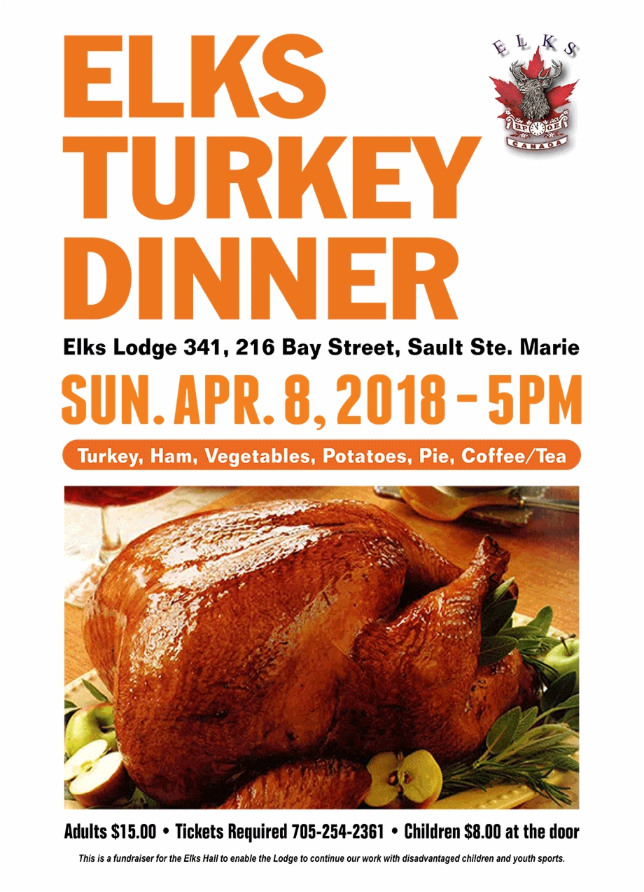 Spring Turkey Dinner Fundraiser Elks Of Canada