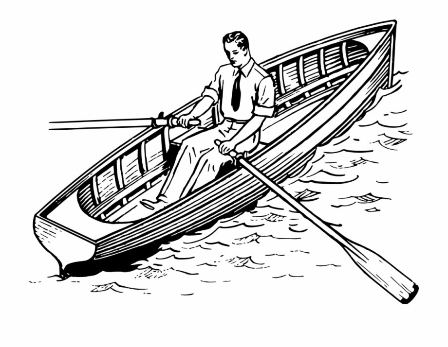 Rowboat Rowing Boat Clipart Black And White
