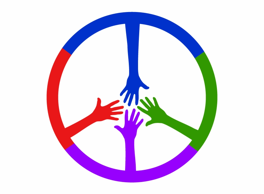 4 Colored Hands Coming Together To Form A