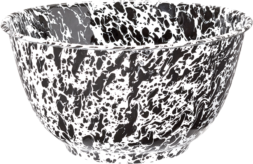 Large Salad Bowl Black Marble Storage Basket
