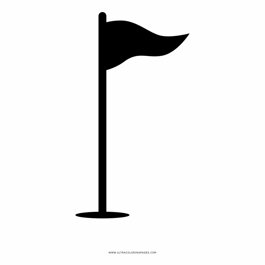 Golf Flag Coloring Page Silhouette
