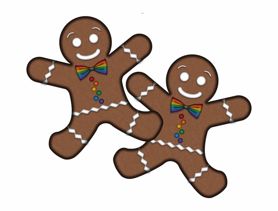 Two Overlapping Gay Pride Gingerbread Men With Rainbow