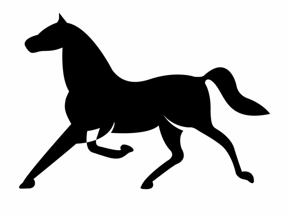 Horse Of Thin Elegant Black Shape In Running