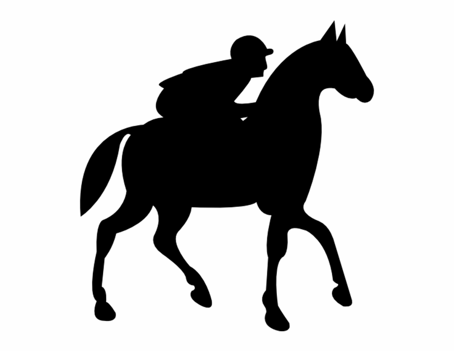 Jockey Riding On Black Walking Horse Free Vector