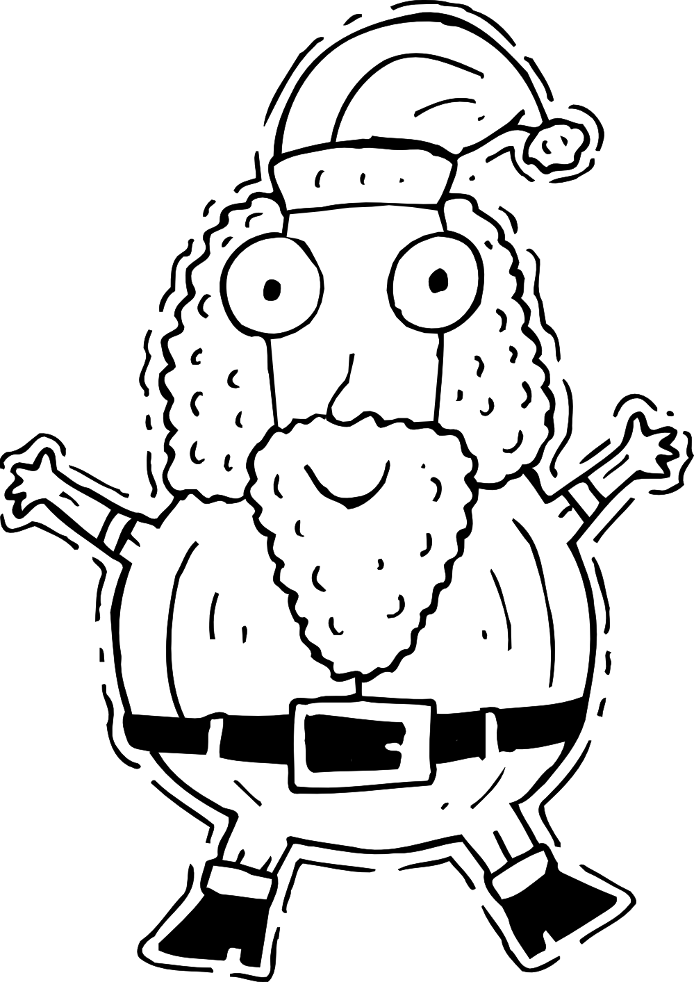 santa claus clipart black and white funny
