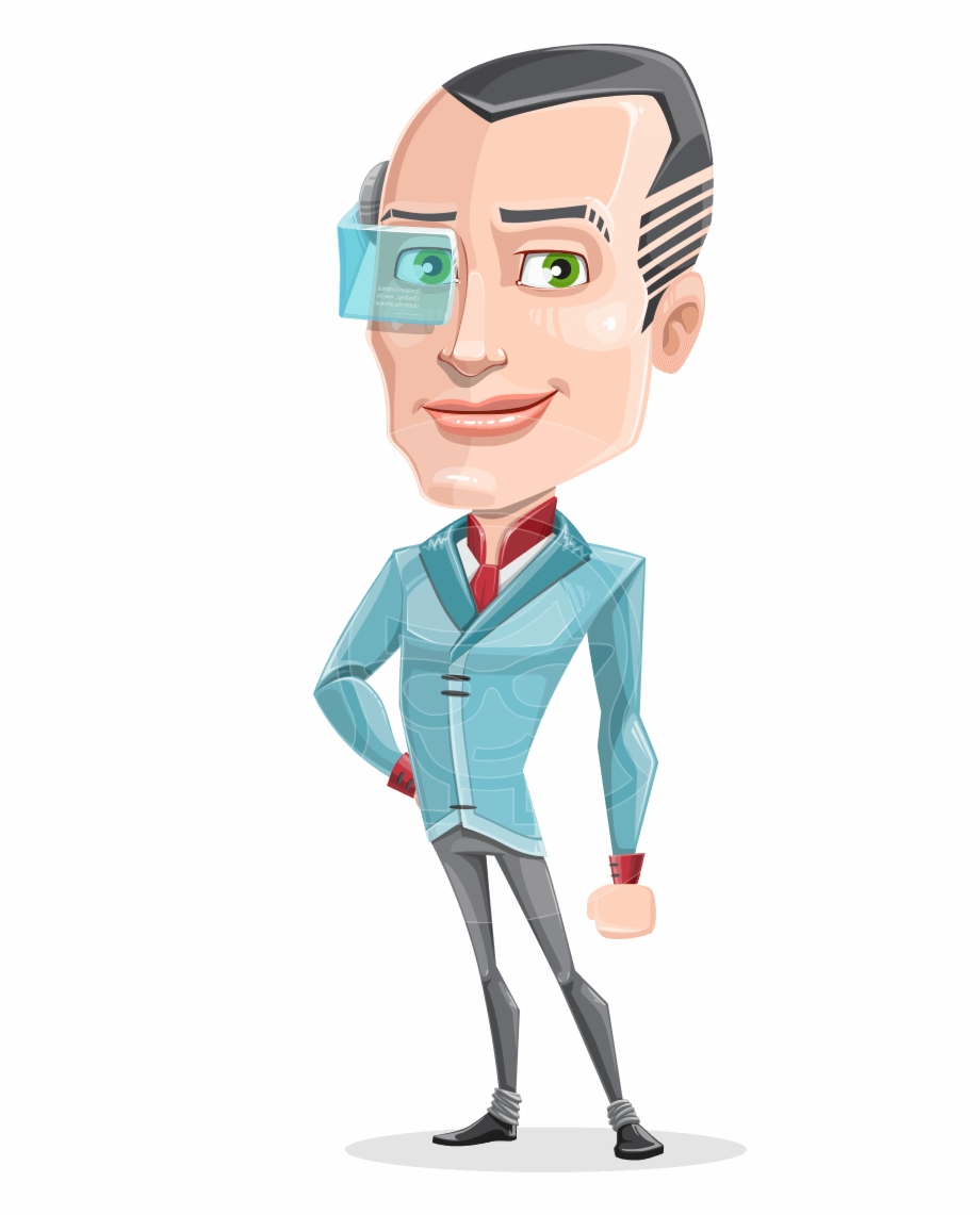 Innovative Technology Man Cartoon Vector Character Futuristic Man