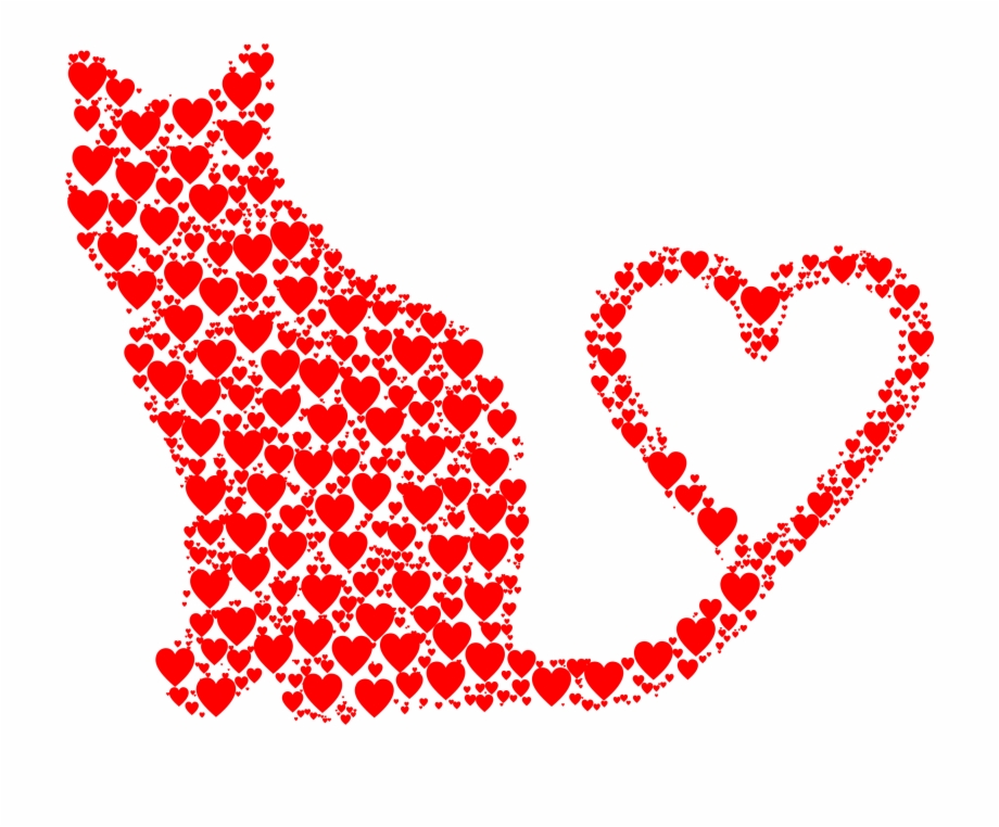 Cat 2 Silhouette Heart Tail Hearts Clip Art