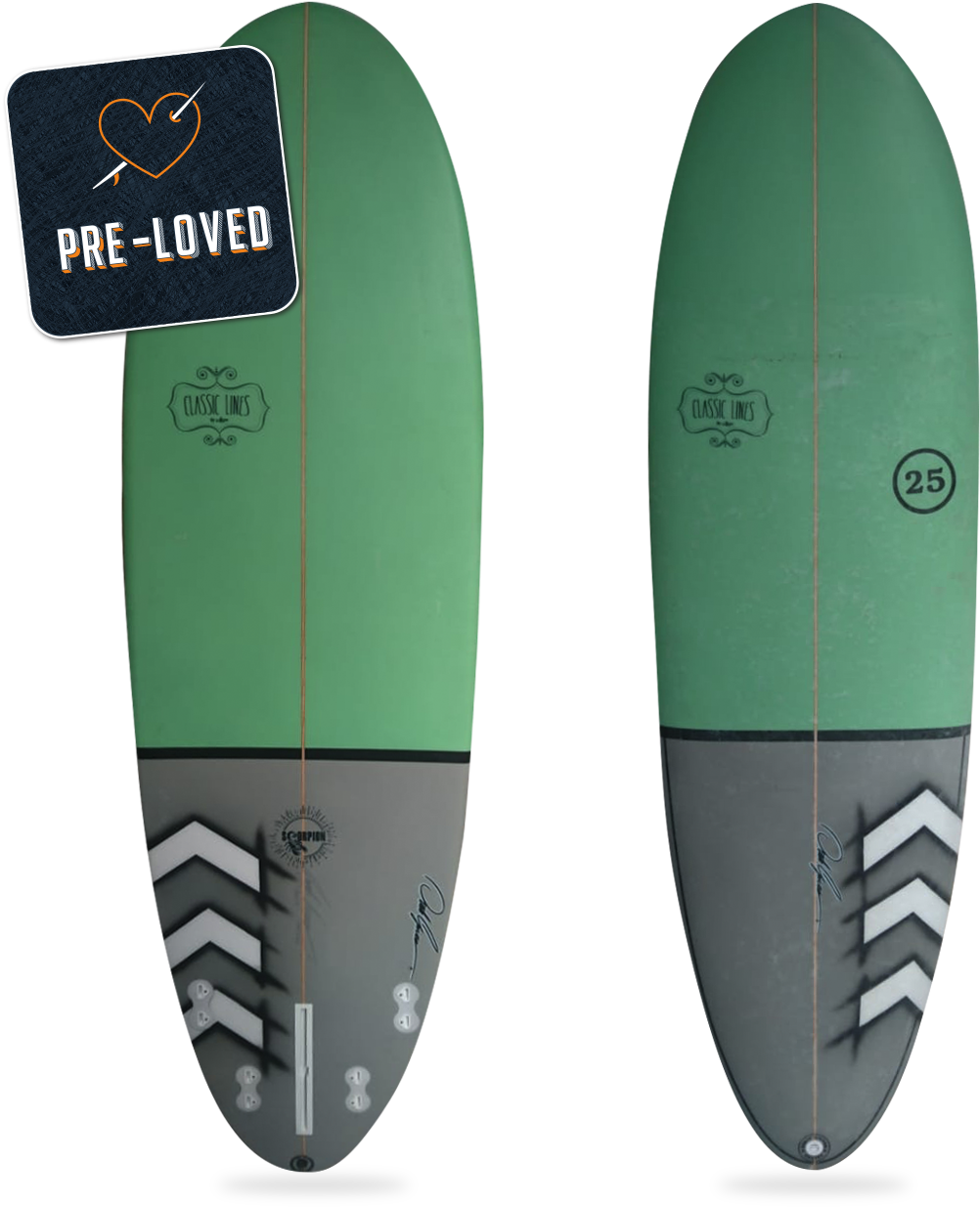 Green Grey Dgs Scorpion Surfboard