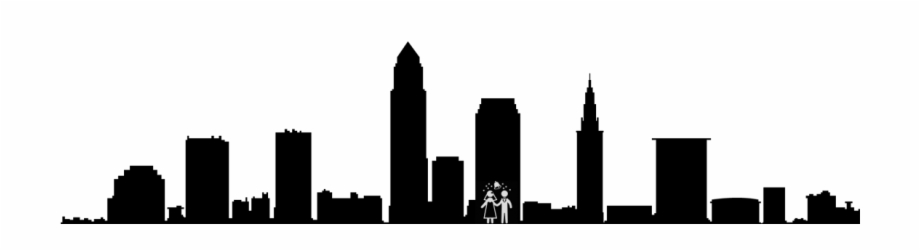 Cleveland Skyline With Couple Graphic Logos And Uniforms