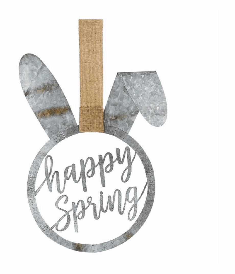 Metal Bunny Door Hanger Happy Spring Rabbit