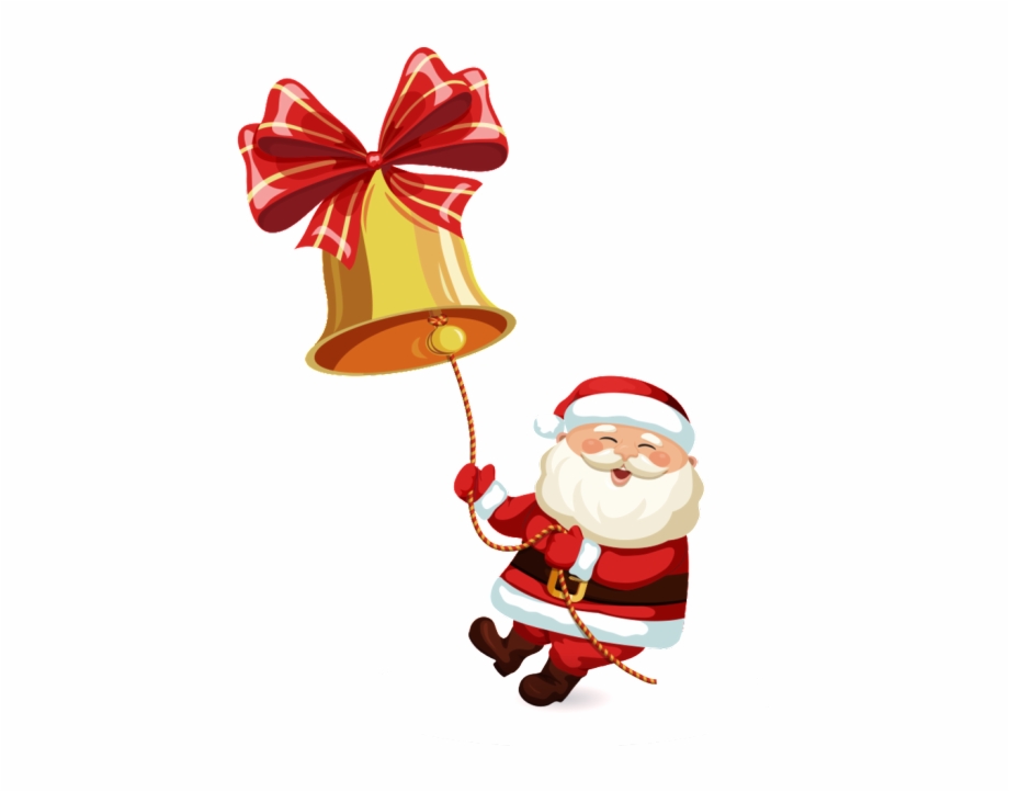 Santa Claus Pulling A Bell With Transparent Editable
