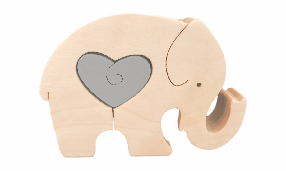 Wooden Elephant Heart Puzzle Stuffed Toy