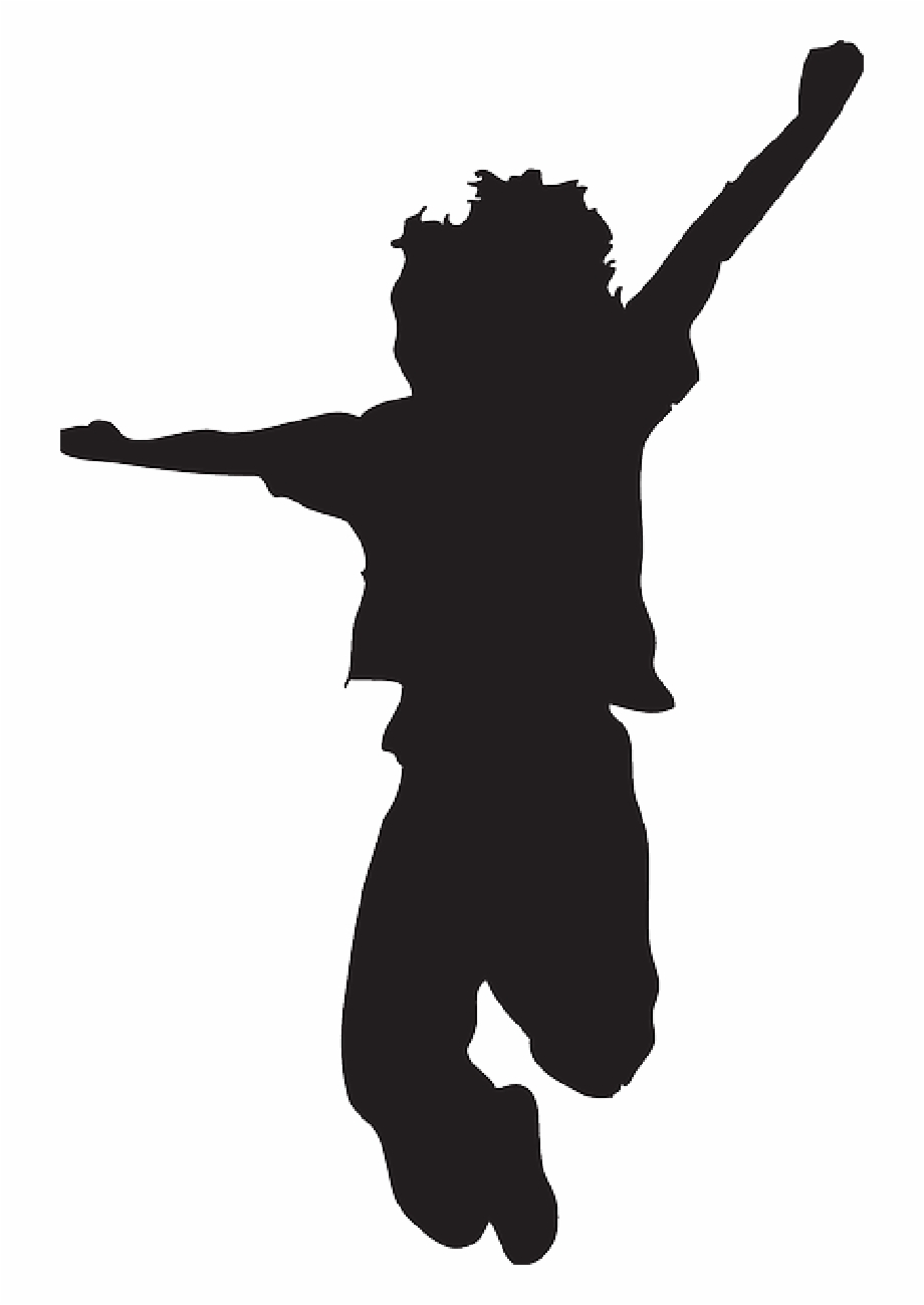 Happy Kid Silhouette Jumping Pose Kids Public Domain