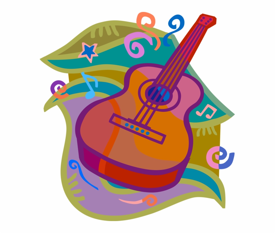 Vector Illustration Of Acoustic Guitar Stringed Musical
