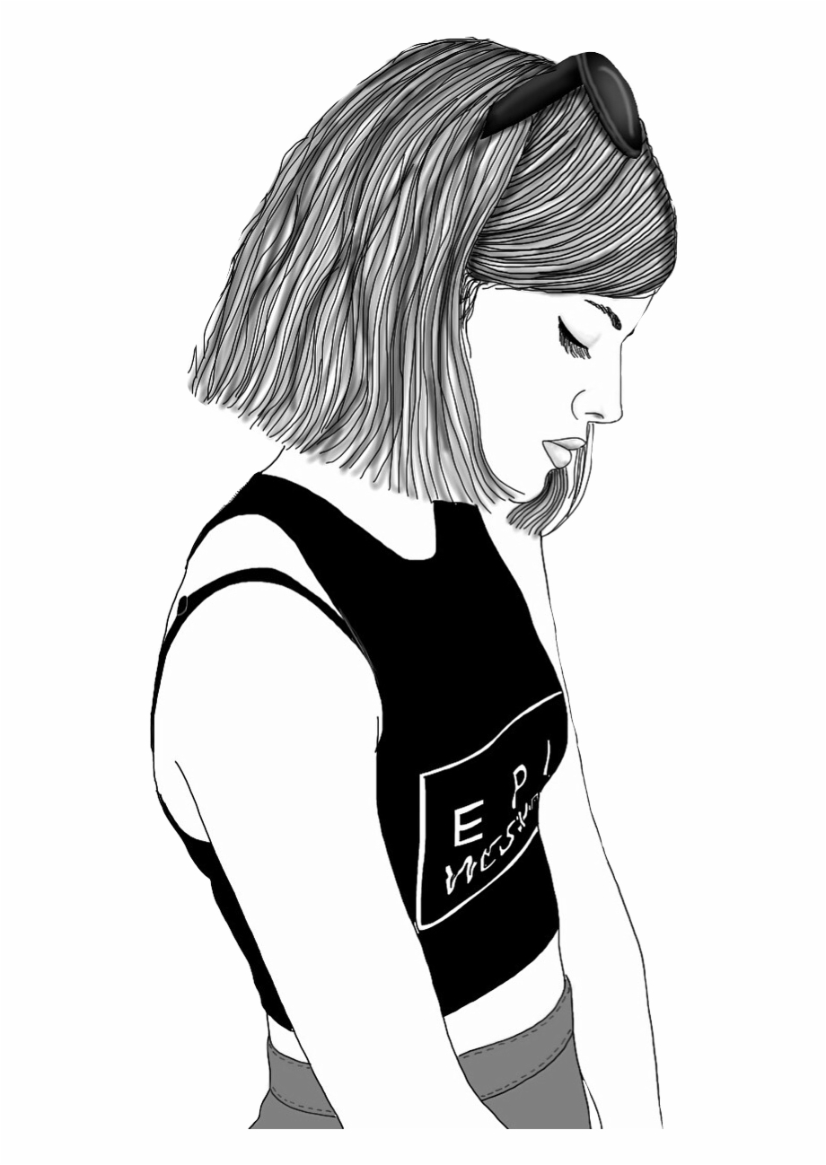 Tumblr Hipster Girl Shy Drawing Blackandwhite Transpare Dibujo