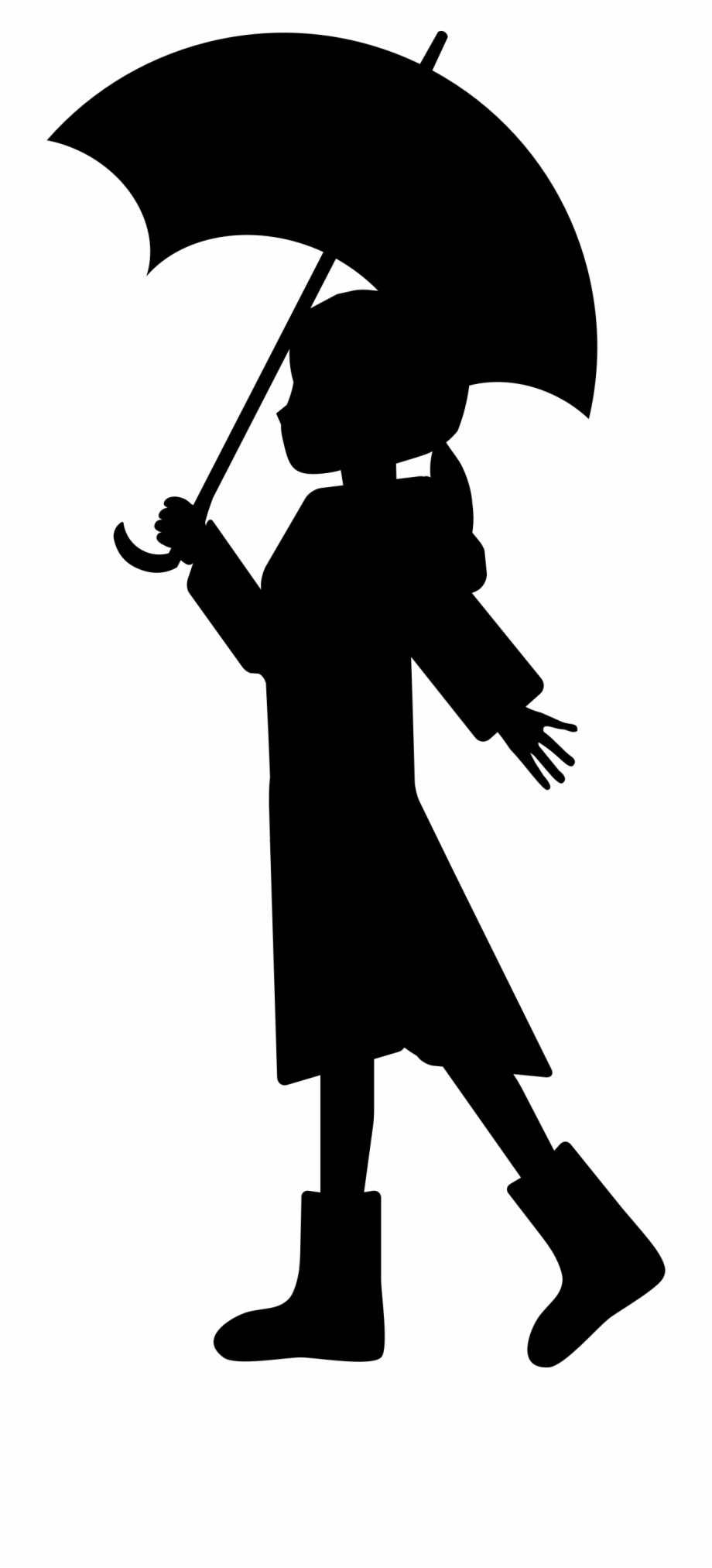 girl with umbrella silhouette
