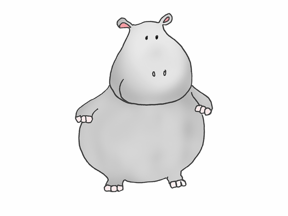 Hippo With Blue Bucket Fat Cartoon Hippo Fat