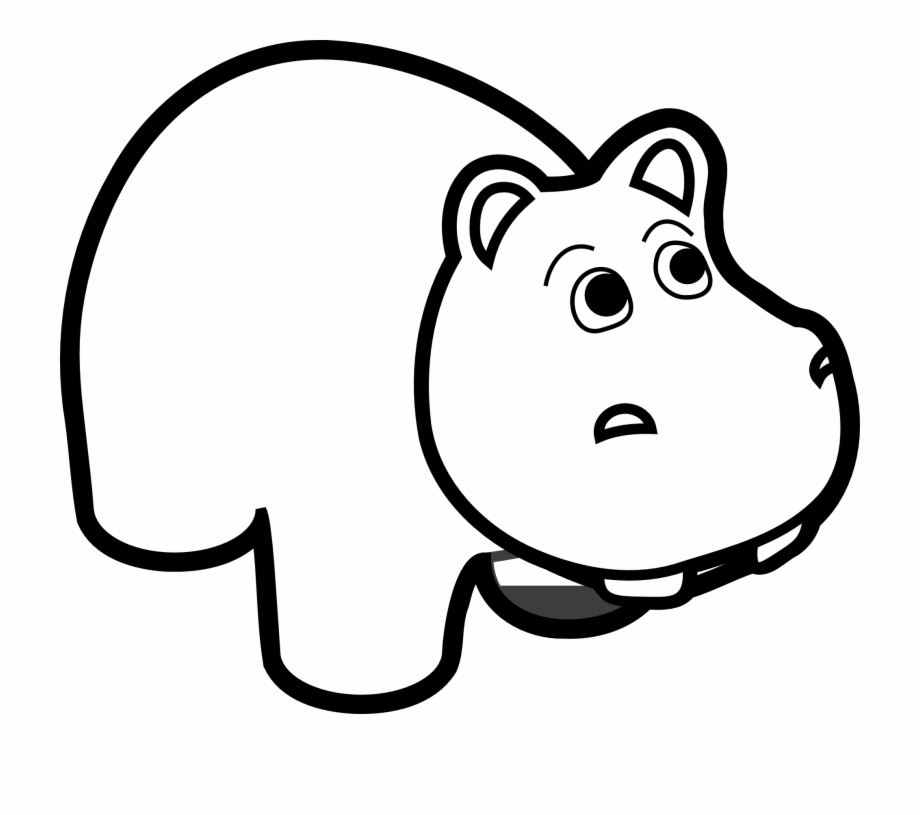clipart black and white cute hippo
