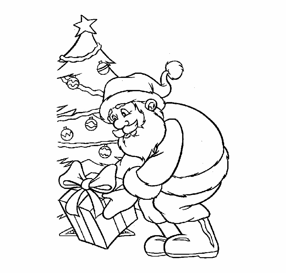 Santa Claus And Christmas Tree Coloring Pages With