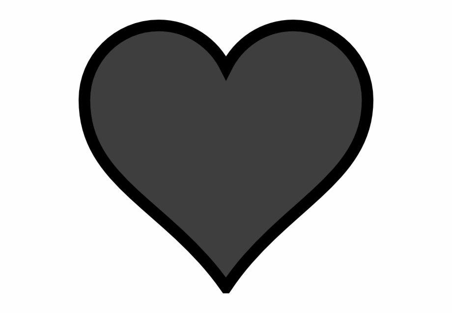 Grey Heart Black Outline Clip Art Valentine Heart