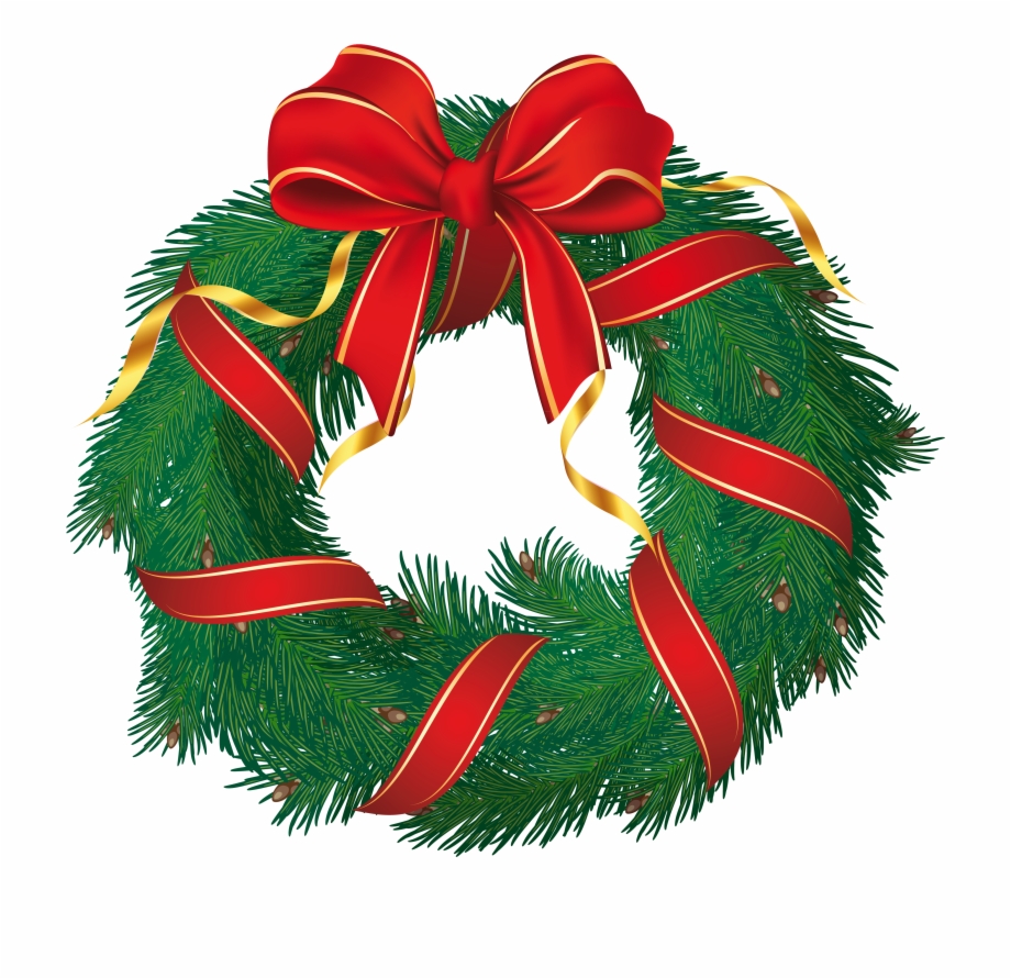 Christmas Wreath With Red Bow Png Clipart Wreath