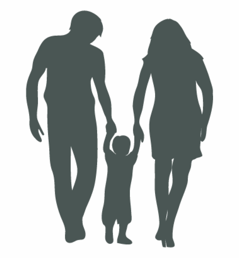 Silhuouette Of Two Adults And A Child Holding