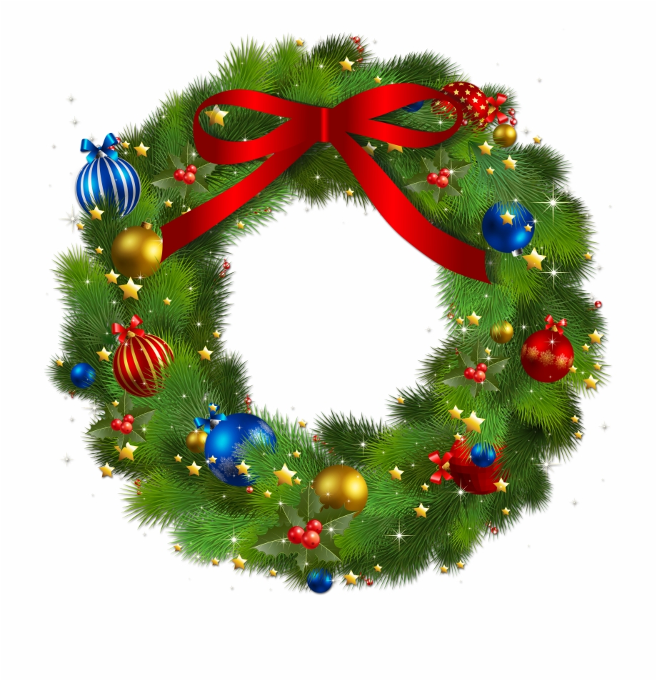 Bow Clipart Pine Christmas Wreath Transparent Background