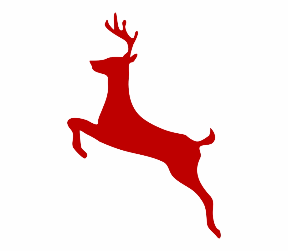 Reindeer Jump Christmas Red Silhouette Deer Clip Art