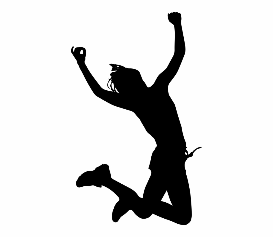 Women Jumping Silhouette Fully Happy