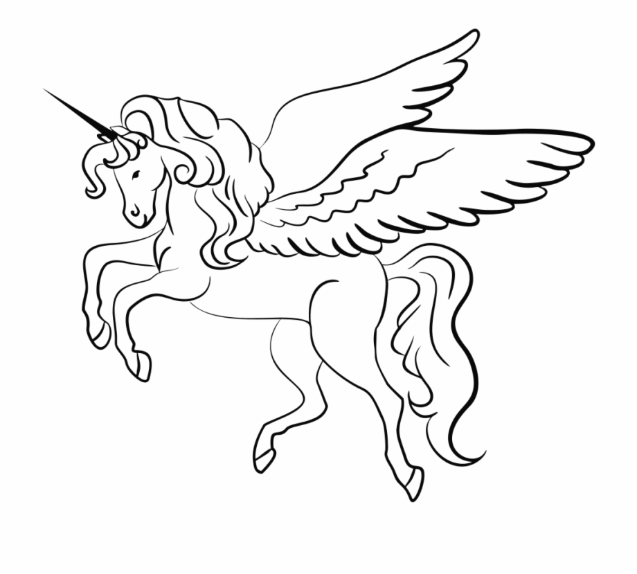 Winged Unicorn Line Art Unicorn With Wings Drawing