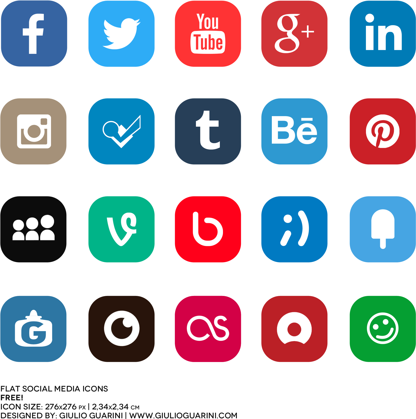 Flat Social Media Icons Png Transparent Background Social - Clip Art