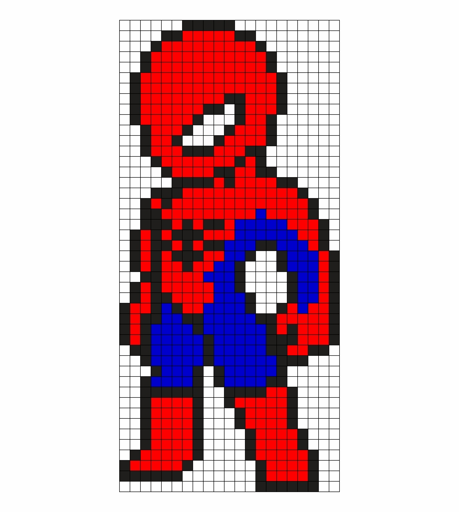 Spiderman Perler Bead Pattern Bead Sprite Pixel Art.