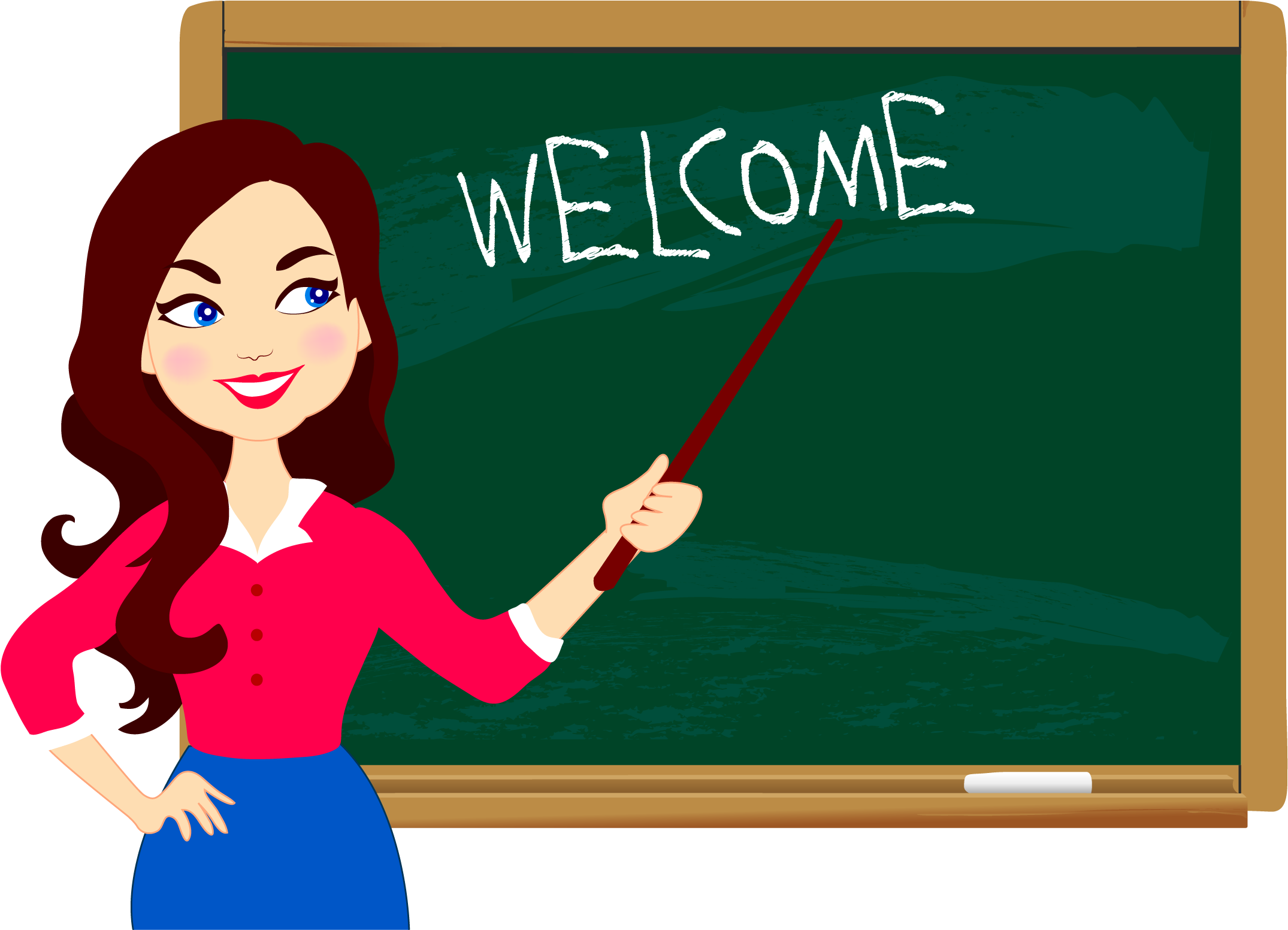 Student Education Welcome Blackboard With Teacher Clipart