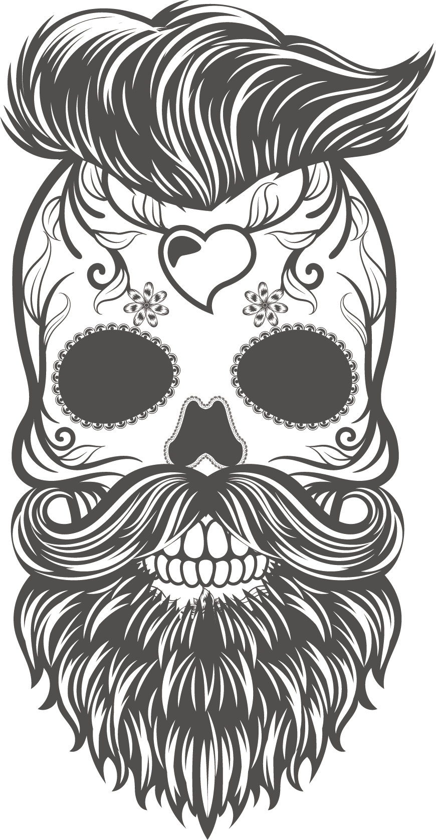 And Skull Painted Calavera Sticker Hand Vector Clipart