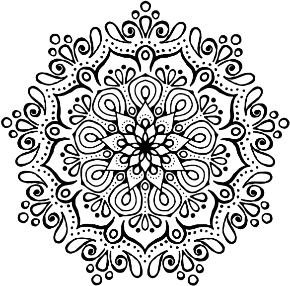 Mandala Drawing Coloring Book White Black Png Image