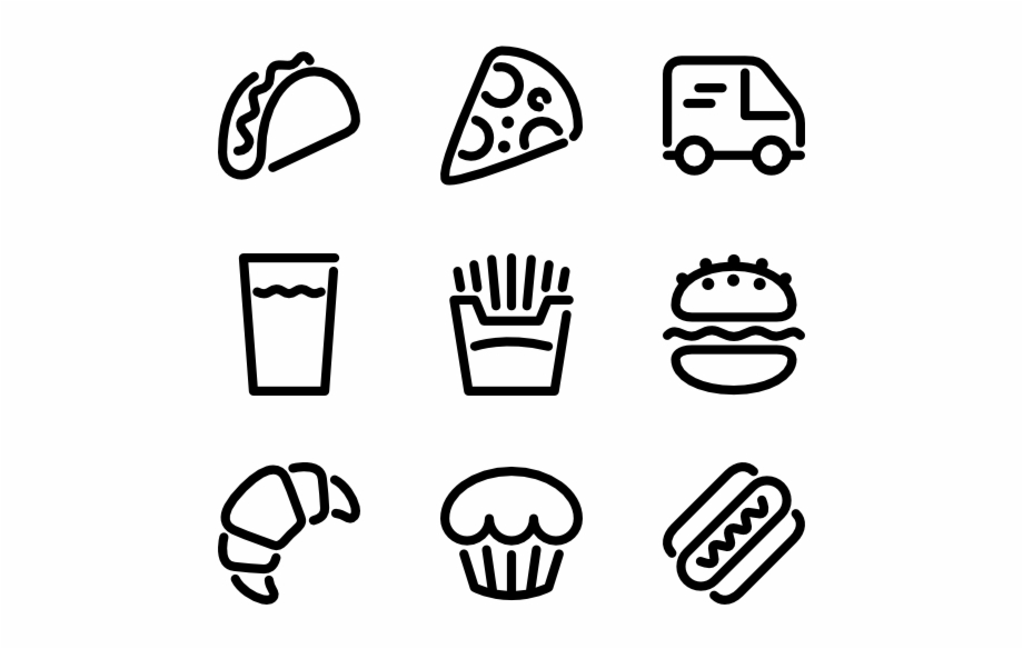 snacks clipart black and white
