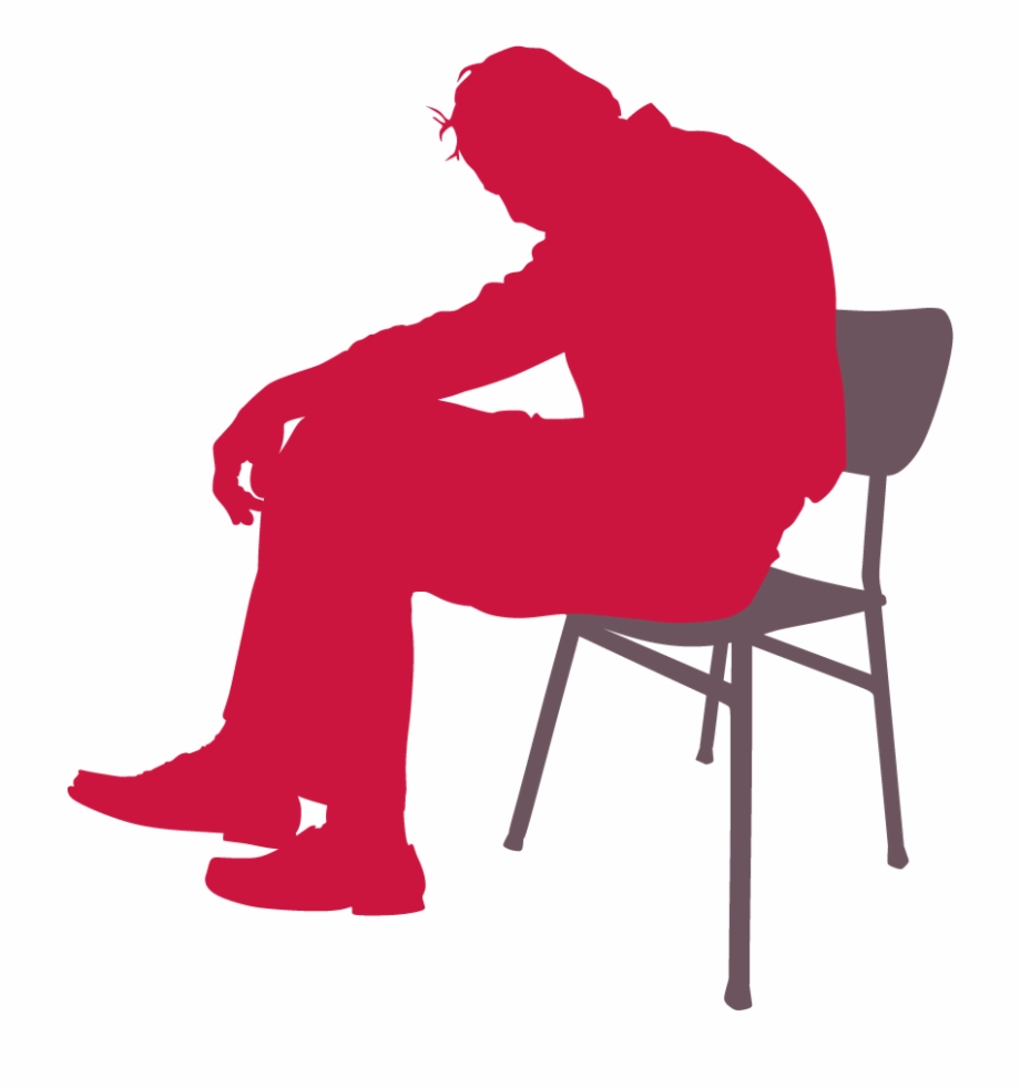 Depressed Man Red Old Man Sitting Silhouette