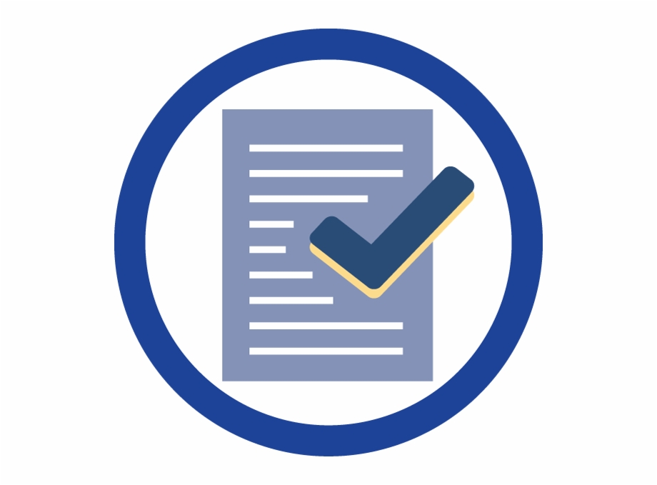 Blue Circle With Document And Checkmark Inside