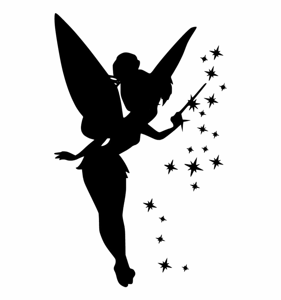Sticker Fairy Tinkerbell Stars Wand Wings Shilouette Tinkerbell