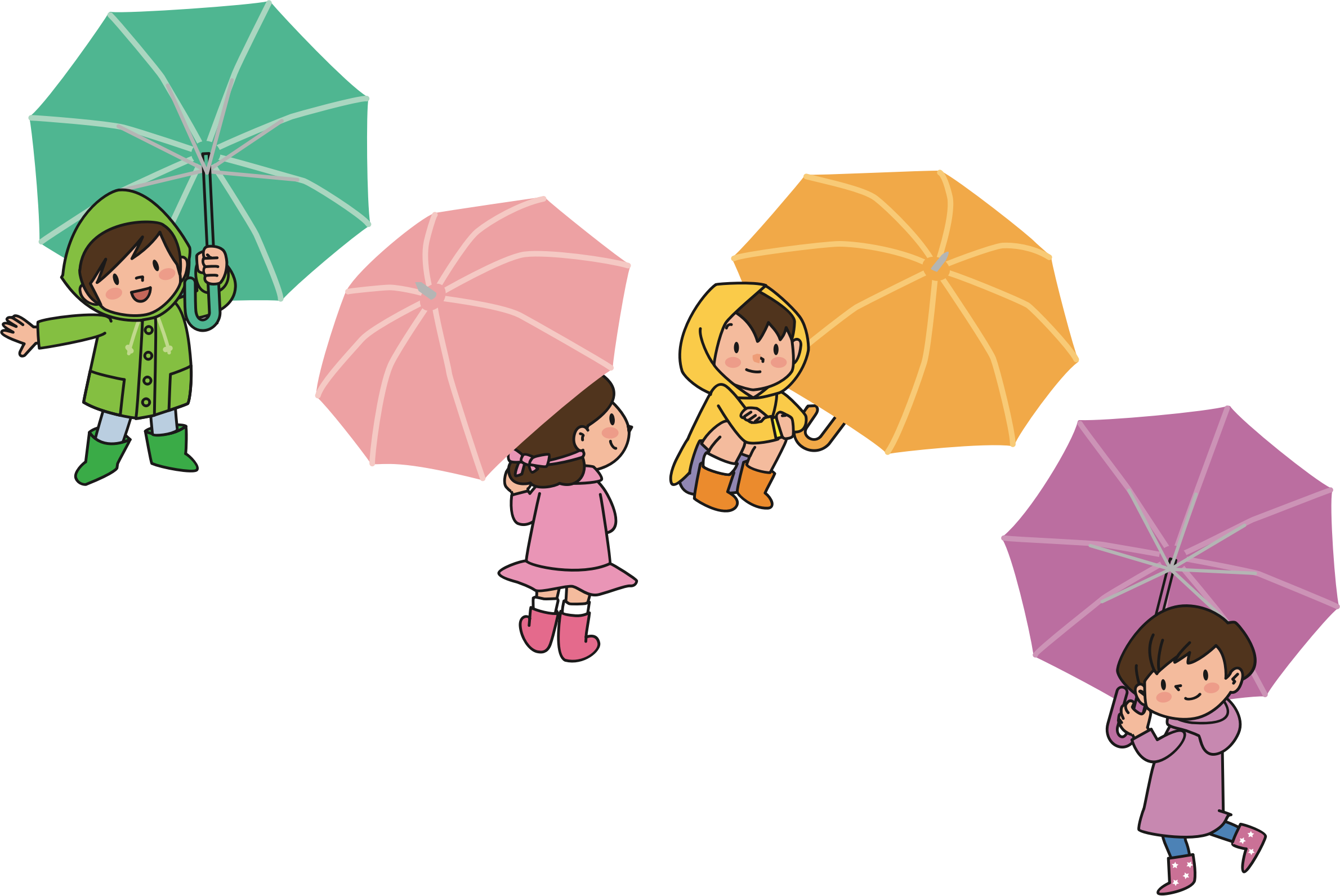 kids with umbrella clip art
