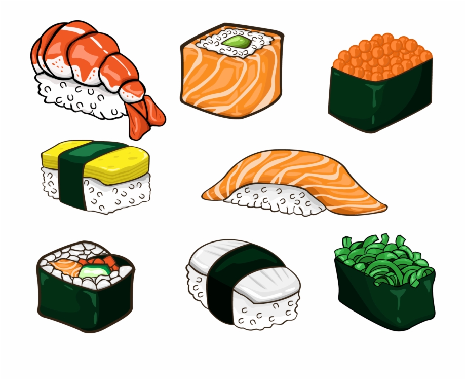 Salmon Clipart Sushi Japanese Food In Anime Sushi - Clip Art Library