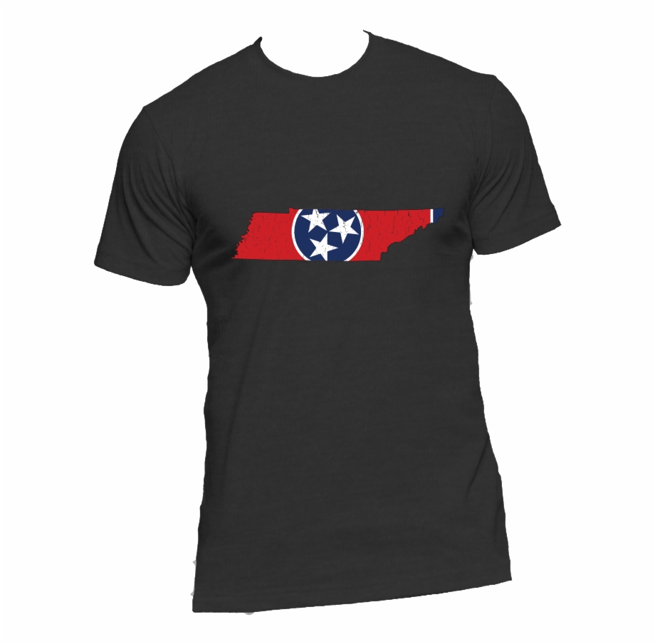 Tennessee Flag State Outline Red Mens Short Sleeve