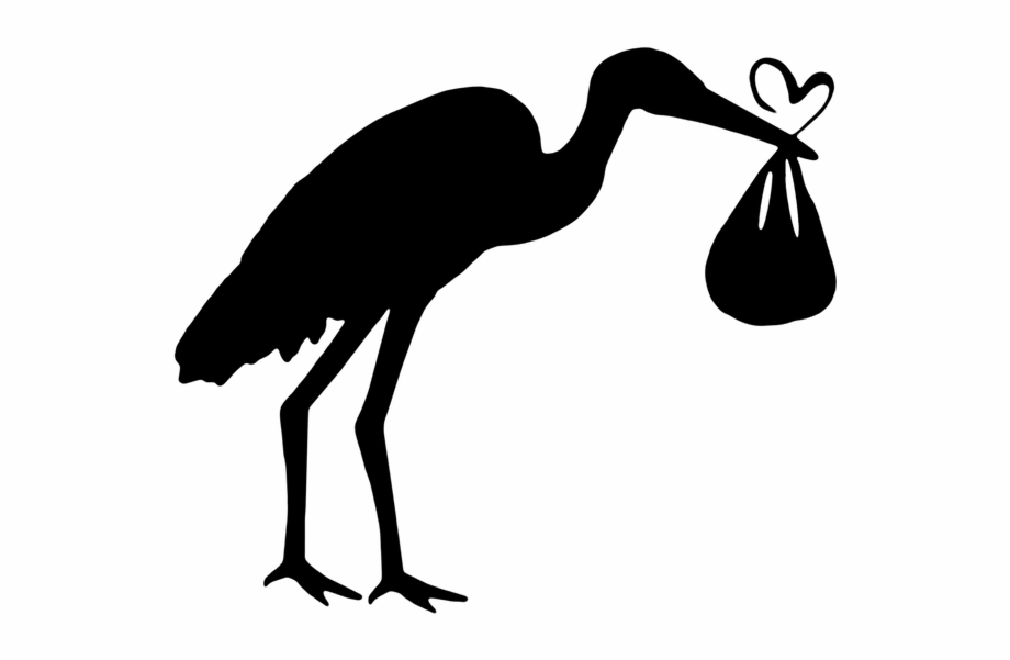 stork baby clipart black and white
