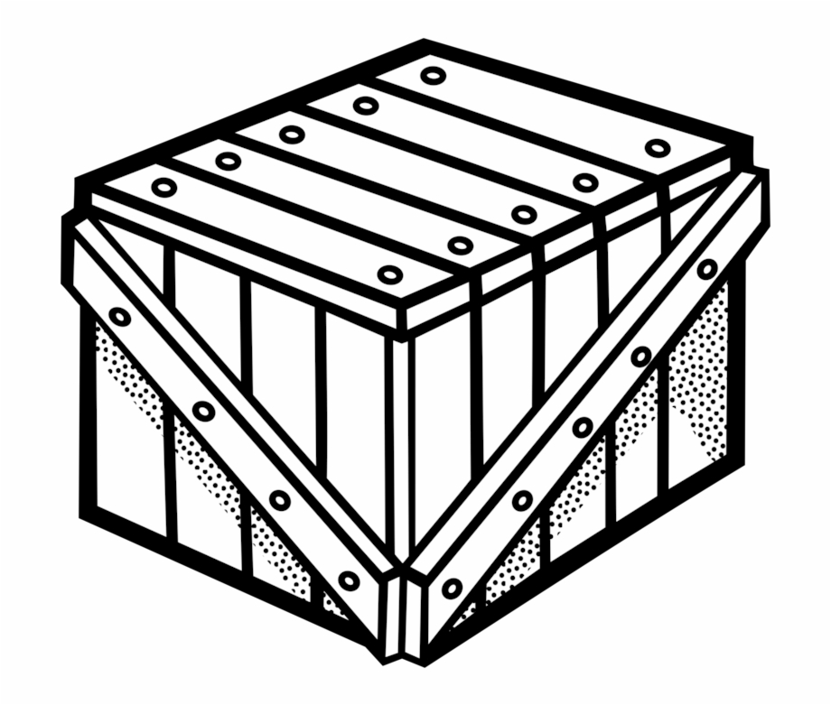 Wooden Box Crate Drawing Line Art Crate Black