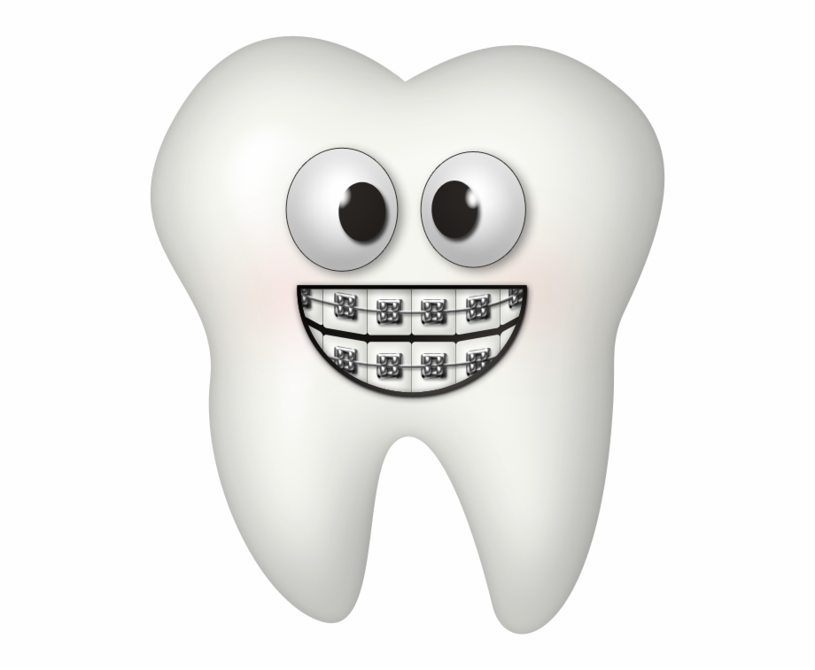 cartoon tooth with braces
